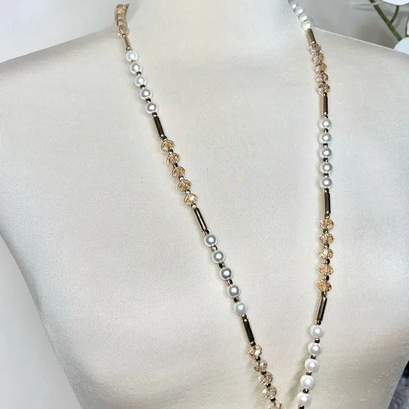 Boho Beaded Pearl Tassel Necklace - Picture 3 of 12